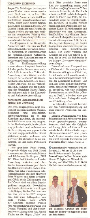 Landsberger Tagblatt zur Ausstellung der Galerie Frank in der KunsthalleAmmersee